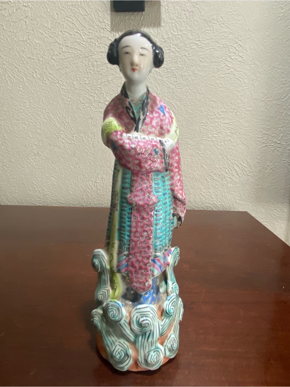 Vintage, Chinese HandPainted Porcelain Figurine of HeXian’gu.Early 20th Century